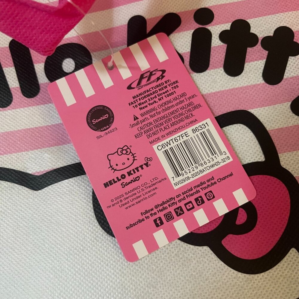 Hello Kitty Tote Bag Lot of 3 Pink Red Sanrio Reusable Shopper Bags - Picture 6 of 8